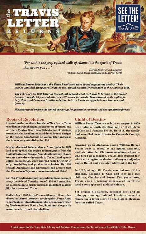 the travis letter returns the exhibit william b travis letter