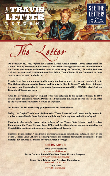 the travis letter returns the exhibit william b travis letter